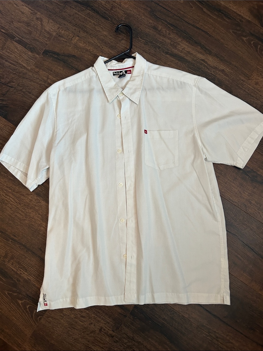 Quiksilver Men's Short Sleeve Button-Down Shirt - off-white